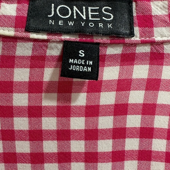 Jones New York Button Down Pink and White Check Blouse - Picture 4 of 5